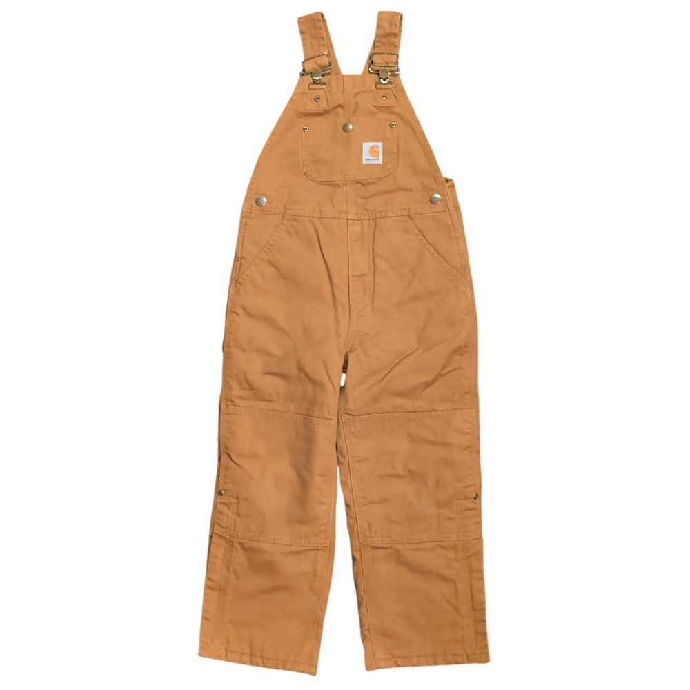 Carhartt Insulated Bibs Overalls Boys Youth Size 6 Canvas Double Knee Side Zip
